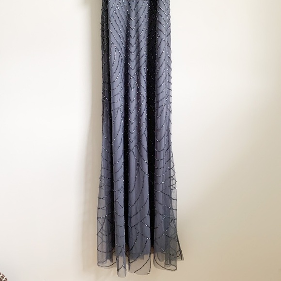 Adrianna Papell ART DECO BEADED BLOUSON DRESS WITH HALTER NECKLINE IN GU… - Picture 7 of 13